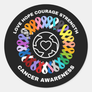All Cancer Matters Awareness Every Colour Ribbons  Classic Round Sticker