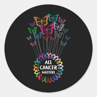 All Cancer Problem Butterflies Ribbons World Cance Classic Round Sticker