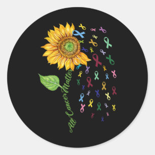 All Cancer Problem Ribbon Awareness Saying World C Classic Round Sticker