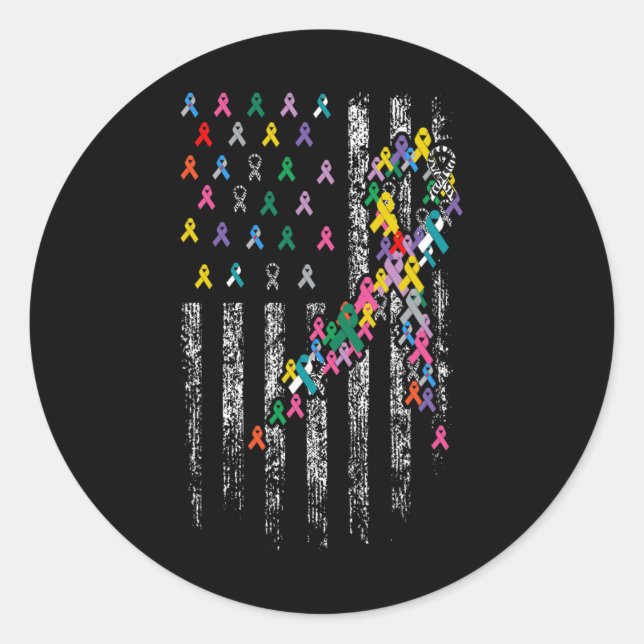 All Cancer Problems World Cancer Awareness Ribbons Classic Round Sticker (Front)