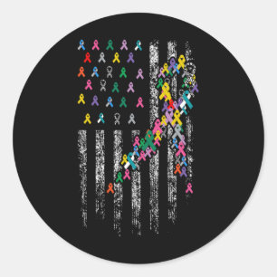 All Cancer Problems World Cancer Awareness Ribbons Classic Round Sticker