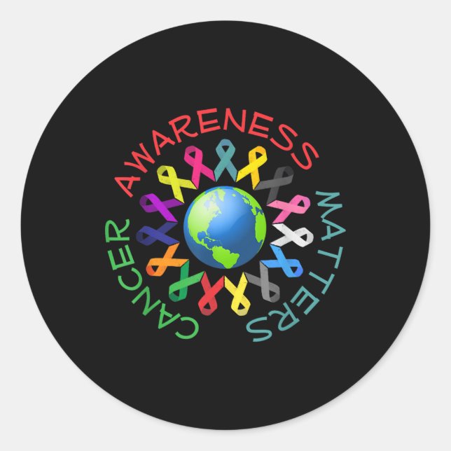 All Cancer Ribbons For All Cancer Awareness  Classic Round Sticker (Front)