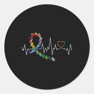 All Cancer S Awareness Day Heartbeat Classic Round Sticker