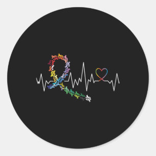 All Cancer S Awareness Day Heartbeat Long Sleeve  Classic Round Sticker