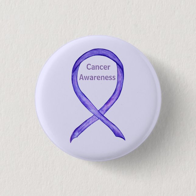 All Cancers Awareness Lavender Ribbon Button Pin (Front)