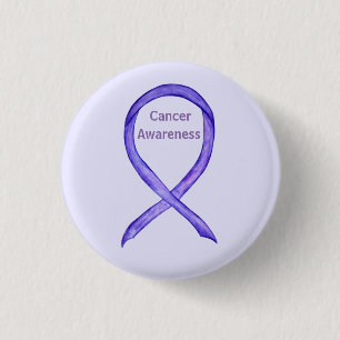 All Cancers Awareness Lavender Ribbon Button Pin