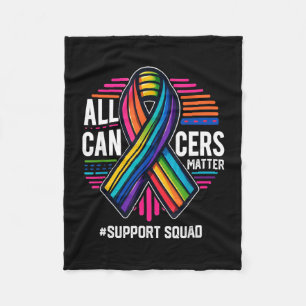 All cancers colourful ribbon cancer support squad fleece blanket