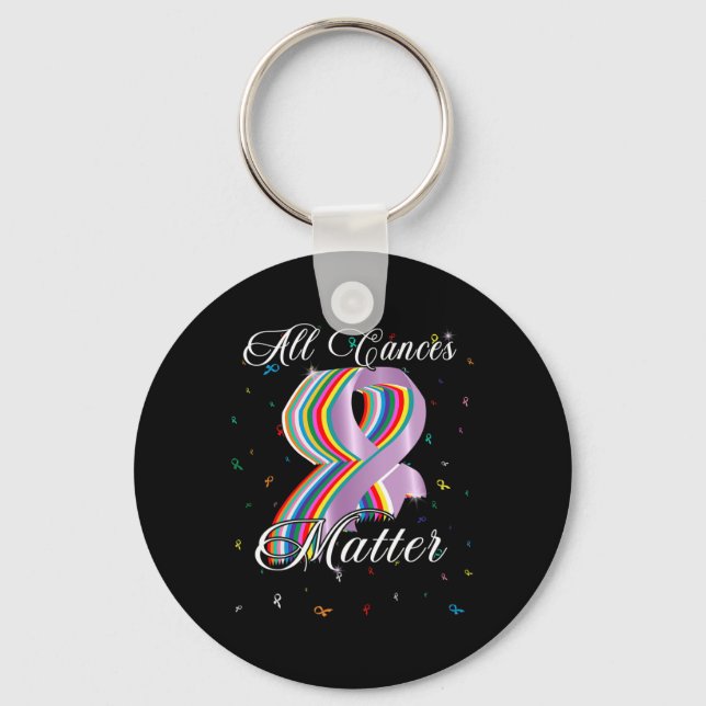 All Cances Problem All Ribbon World Cancer Awarene Key Ring (Front)