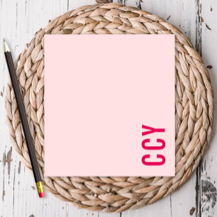 All Cap Sideways Monogram Pink Personalised Notepad