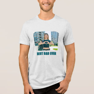 All Caps Best Dad Ever Photo Tri-Blend Shirt