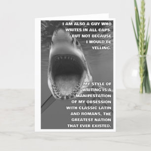 All-Caps Shark greeting card