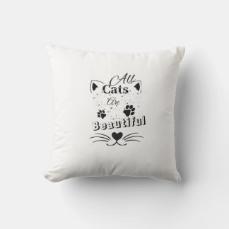 All Cats Are Beautiful – Minimal Cute Cat Design Cushion