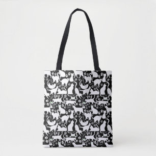 All Cats pattern.w.bx4 Black BG Tote Bag