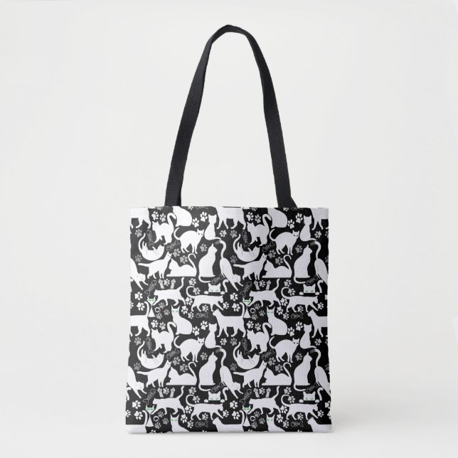 All Cats pattern.w.bx4 Black BG Tote Bag (Front)