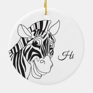 "All Charm!" Lovely Zebra Black & White Trendy Ceramic Tree Decoration