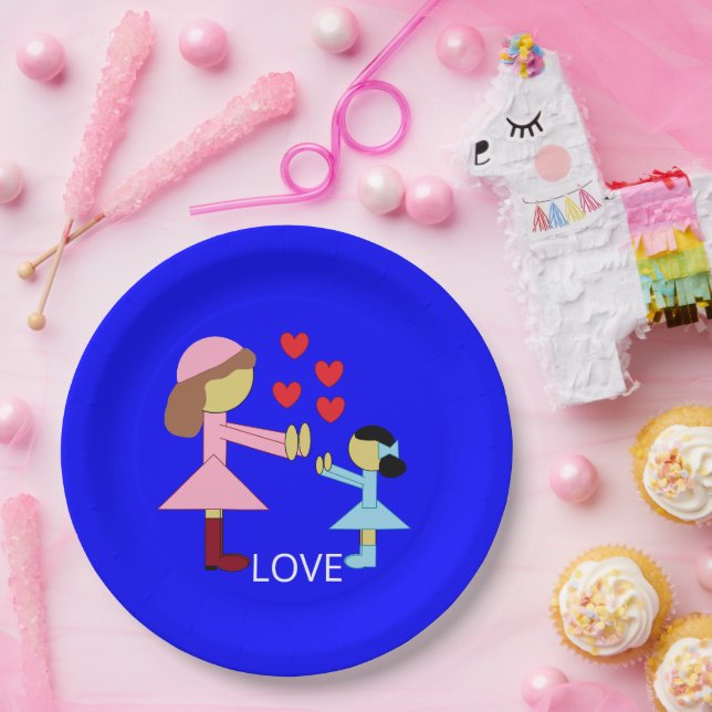 All Children Need Love:  Blue Paper Plate (Party)