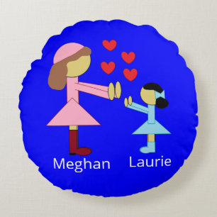 All Children Need Love:  Blue Round Cushion