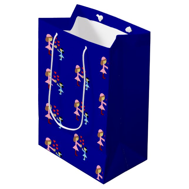 All Children Need Love:  Dark Blue Medium Gift Bag (Front Angled)