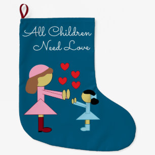 All Children Need Love: Deep Sea Blue Large Christmas Stocking