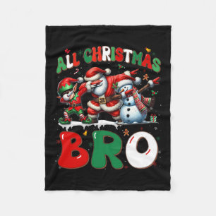 All Christmas Bro Xmas Santa Elf Snowman Dabbing M Fleece Blanket