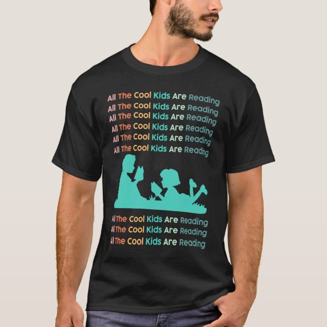 All Cool Kids Are Reading Book Nerd  Reading Vinta T-Shirt (Front)