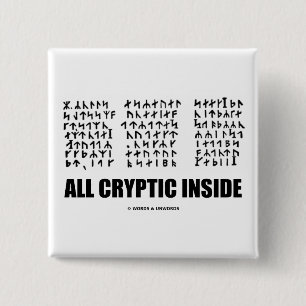 All Cryptic Inside (Jules Verne Runic Cryptogram) 15 Cm Square Badge