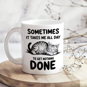 "All Day Doing Nothing" Funny Lazy Cat Coffee Mug