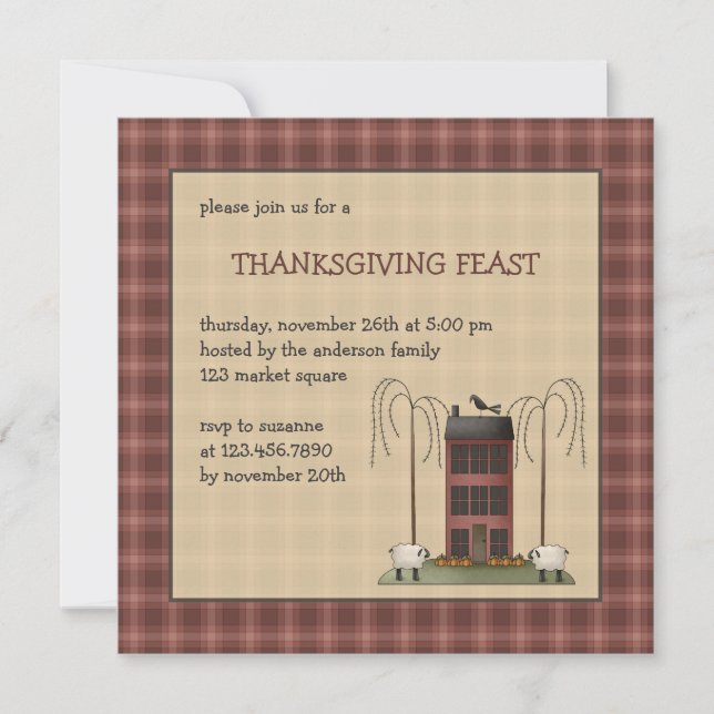 All dem Blessings · Sheep & Saltbox House Invitation (Front)