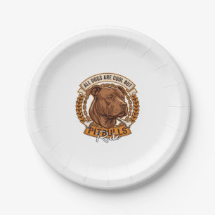 All Dogs Are Cool But Pitbulls Rule Dog Chain Bone Paper Plate