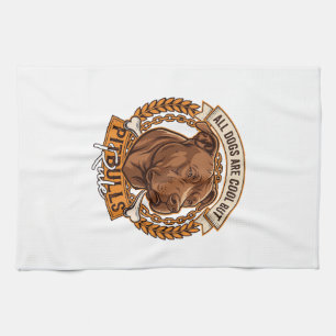 All Dogs Are Cool But Pitbulls Rule Dog Chain Bone Tea Towel