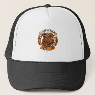 All Dogs Are Cool But Pitbulls Rule Dog Chain Bone Trucker Hat