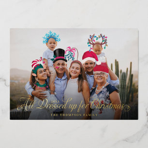All Dressed Up Christmas Festive Christmas Costume Foil Holiday Card