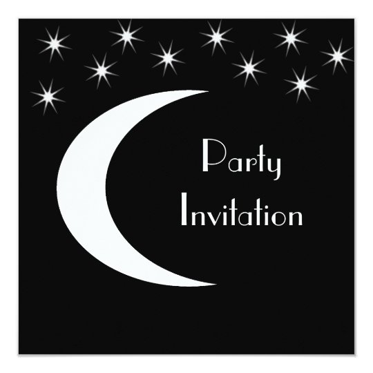 All Events Black & White Moon Stars Party Card