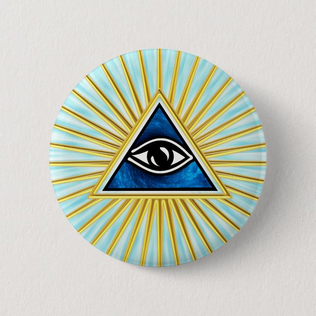 All eye of God, pyramid, Freemasons 6 Cm Round Badge (Front)