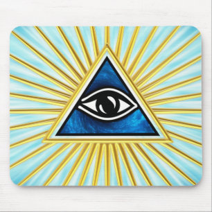 All eye of God, pyramid, Freemasons Mouse Mat