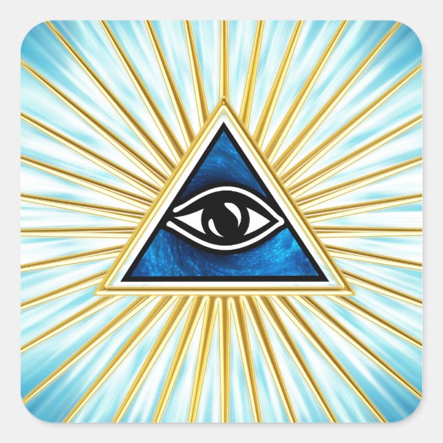 All eye of God, pyramid, Freemasons Square Sticker (Front)