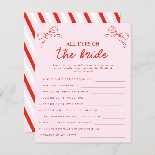 All Eyes on the Bride Christmas Bridal Shower Game (Front/Back)