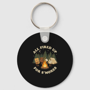 All fired up for smores funny camping design key ring