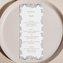All Floral Black & White Wedding Dinner Menu