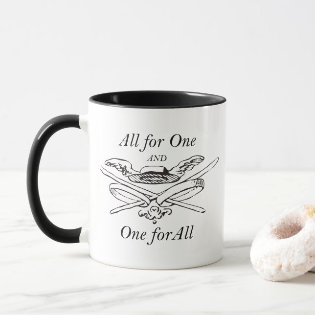 All for One and One for All - The Three Musketeers Mug (With Donut)