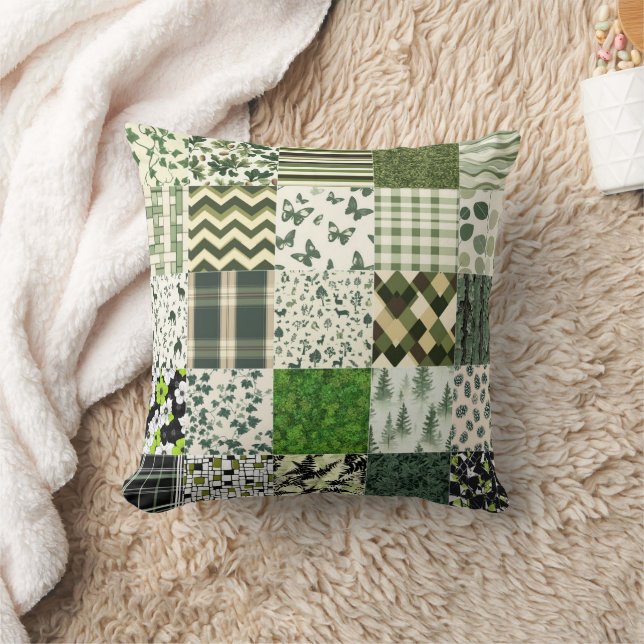 All Forest Green Cheat Quilt Pattern 2025 Cushion (Blanket)