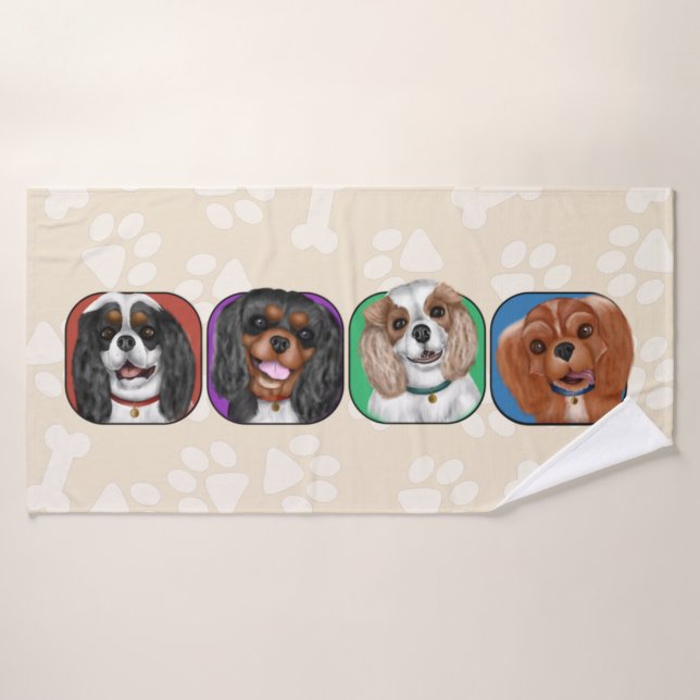 All Four Cavalier King Charles, Cute   Bath Towel (Bath Towel)