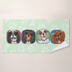 All Four Cavalier King Charles, Cute Bath Towel