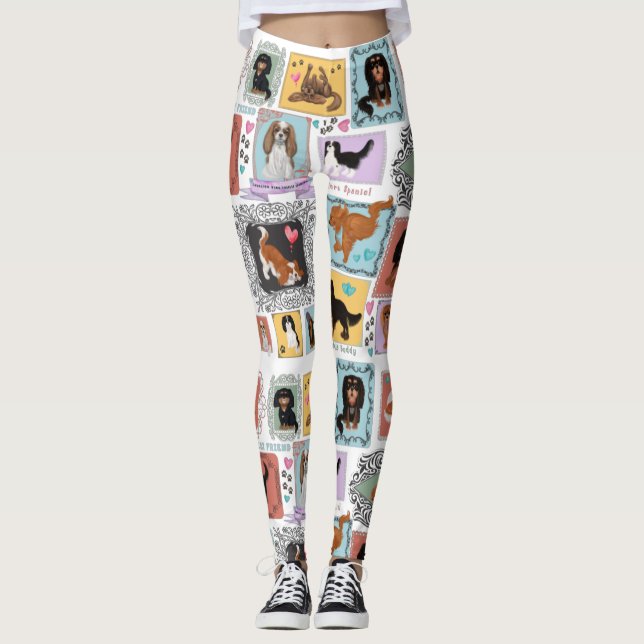 All Four Cavalier King Charles Spaniels Leggings (Front)