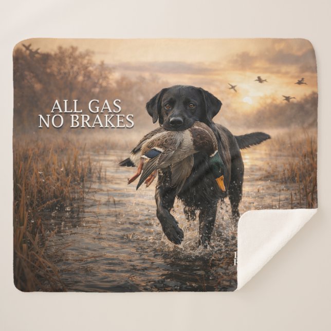 All Gas No Brakes Black Lab Sherpa Blanket (Front (Horizontal))