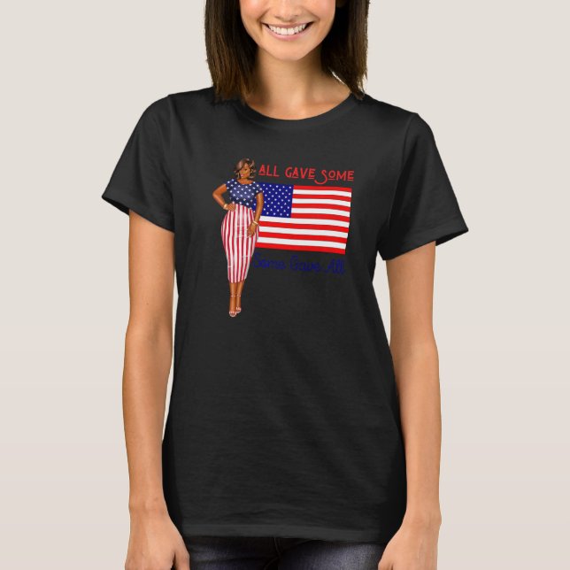 All Gave Some Melanin Black Girl Magic Patriotic W T-Shirt (Front)
