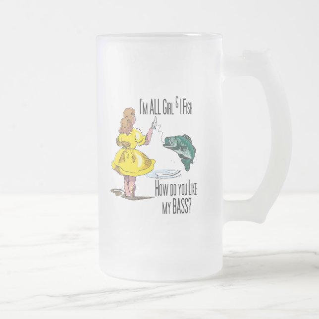 All Girl Fishing Shirts Frosted Glass Beer Mug (Right)