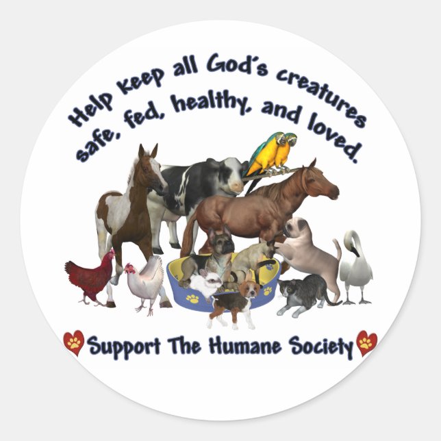 All Gods Creatures Humane Society Classic Round Sticker (Front)