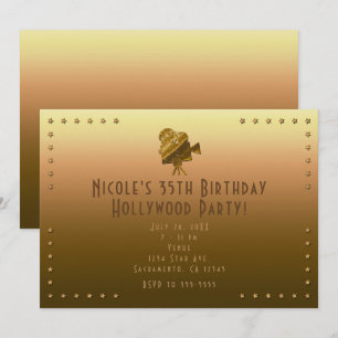 All Gold Cinema & Stars Hollywood Party Invitation