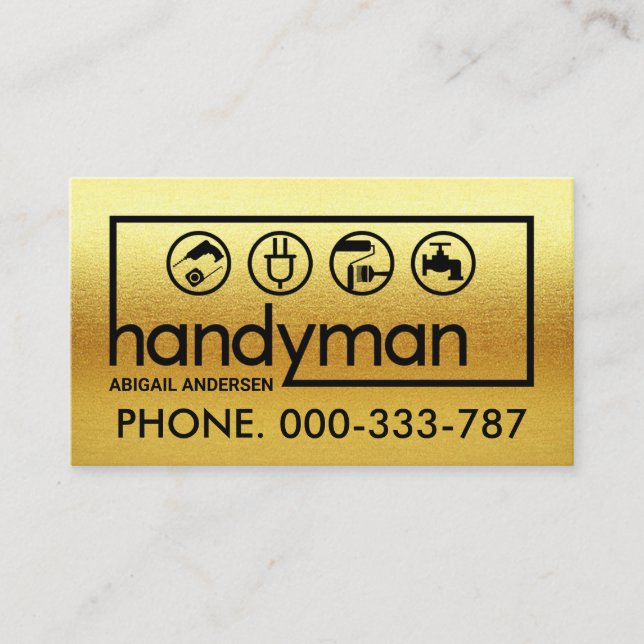 All Gold Handyman Signage Frame Business Card (Front)